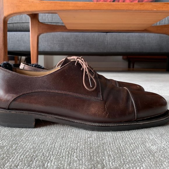 Ferragamo dark brown calf leather oxfords | 11.5D